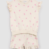 Miles The Label - Gummy Bears on Ivory Ruffled Short Set