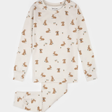 Petit Lem - Bunnies Print on Creme PJ Set