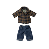 Maileg - Brown checked shirt and pants - Dad  mouse