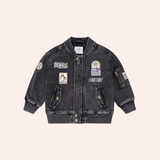 Hux - Black Knit Denim Patches Jacket