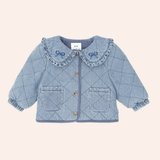 Hux - Vintage Bow Collar Denim Jacket