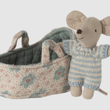 Maileg - Baby Mouse in Carry Cot - Blue