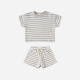 Quincy Mae - Waffle Tee + Short Set - Sky Stripe