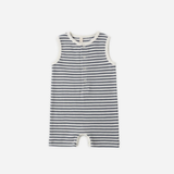 Quincy Mae - Ribbed Henly Romper -  Ocean Stripe