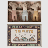 Maileg - Triplets, Baby Mice in Matchbox - Checker