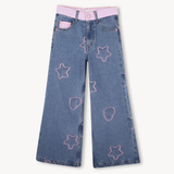 BillieBlush - Wide Leg Jaquard Denim Pant