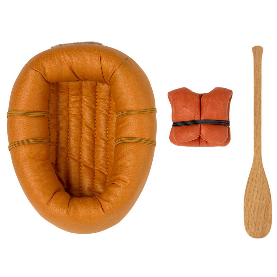Maileg - Rubber Boat, Small Mouse - Yellow Stripe
