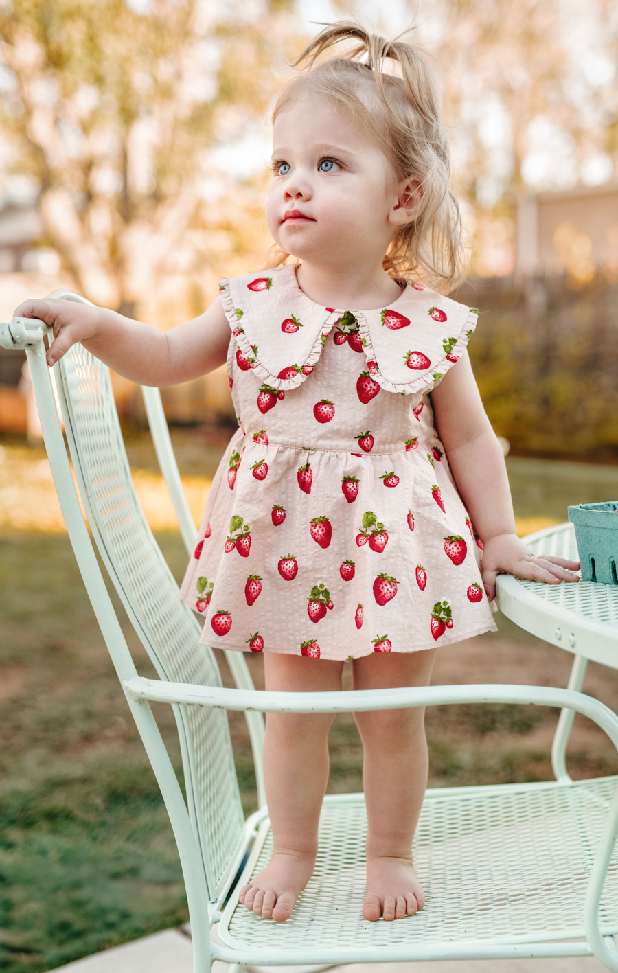 Milkbarn - Ruffle Collar Dress - Strawberry