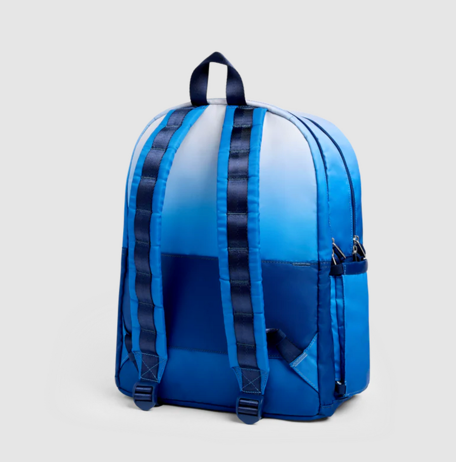 State Backpacks - Kane Double Pocket Backpack - Blue Gradient Diagonal Zipper