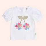Hux - Flower Power Puff Sleeve Tee - Seaside Blue