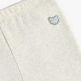 Souris Mini - Long cream leggings in shiny pointelle jersey