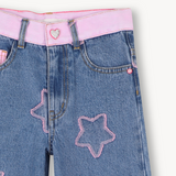 BillieBlush - Wide Leg Jaquard Denim Pant