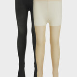 The New - 2 Pack Glitter/Solid Tights - Gold Glitter