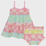 Billie Blush - Tank Dress w Fun Flower Print - Light Vanilla