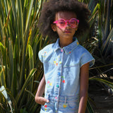 Billie Blush - Denim Shortall - Allover Embroidery