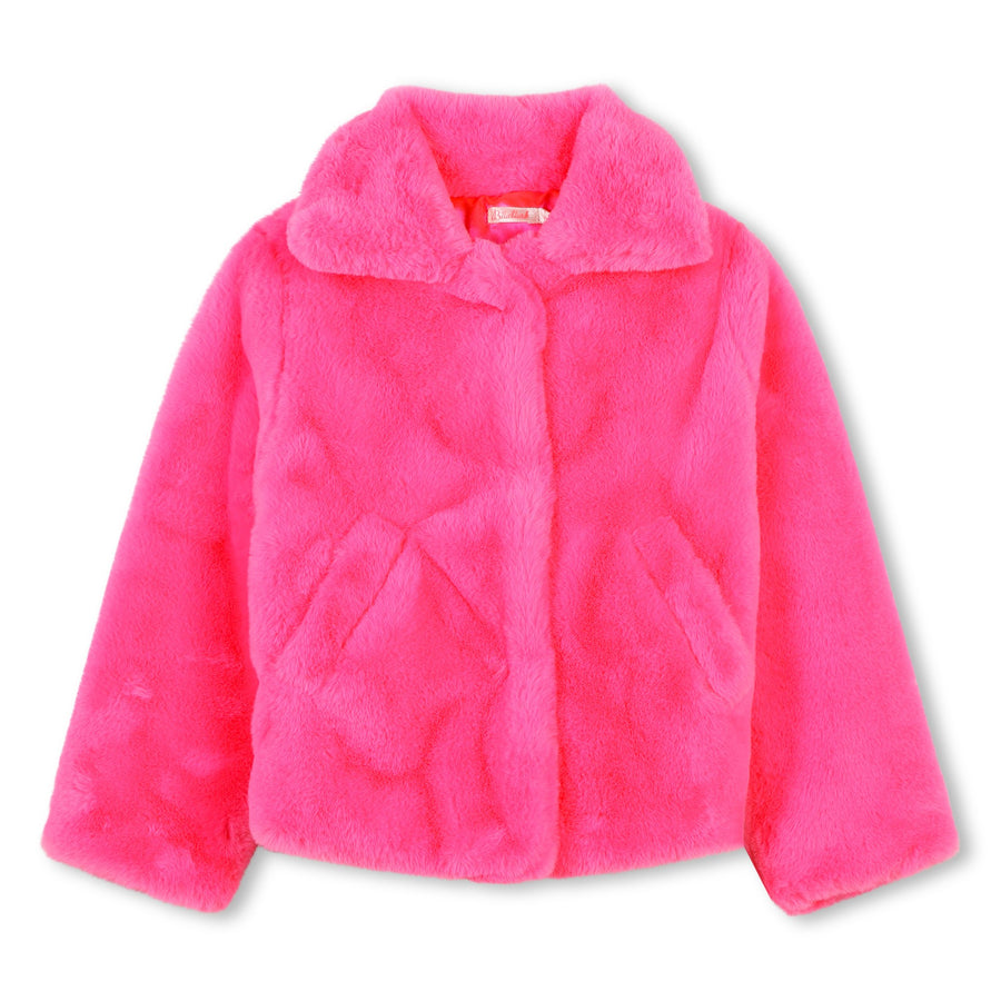 Billie Blush - Faux Shearling Coat - Pink Diamond Graphic