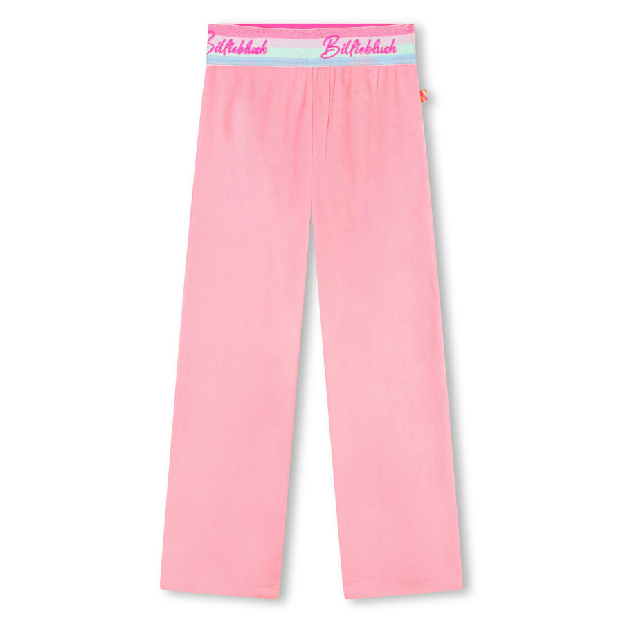 Billie Blush - Velvet Trousers with Logo Waistband - Pink