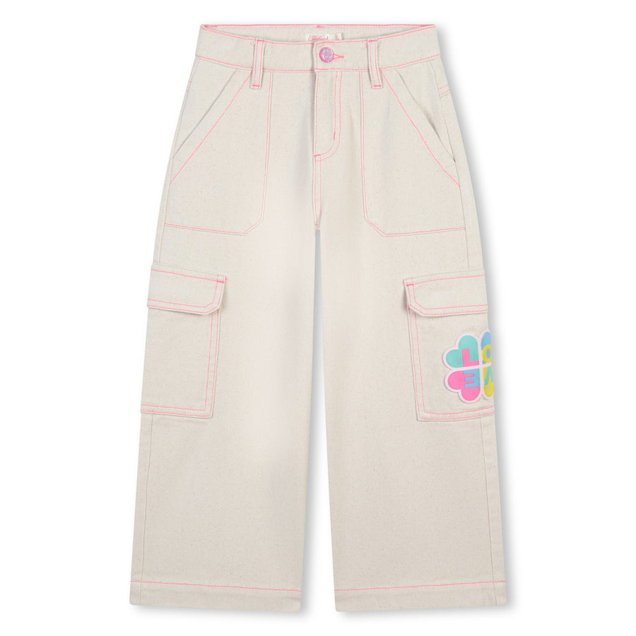 Billie Blush - Cargo Pants with Graphic Pocket - Beige