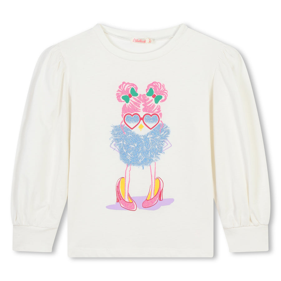 Billie Blush - Long Sleeve Girl Graphic - White