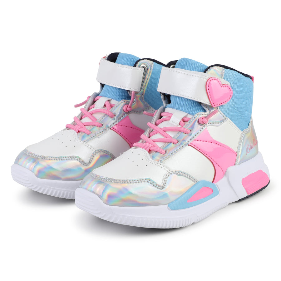 Billie Blush - High Top Iridescent Sneakers with Heart Fastener - Multi