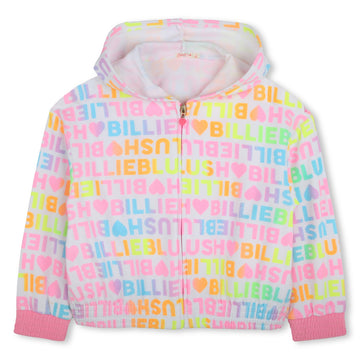 Billie Blush - Allover Print Zip Up Sweatshirt - White