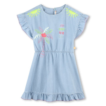 Billie Blush - Embroidered Denim Dress - Light Wash