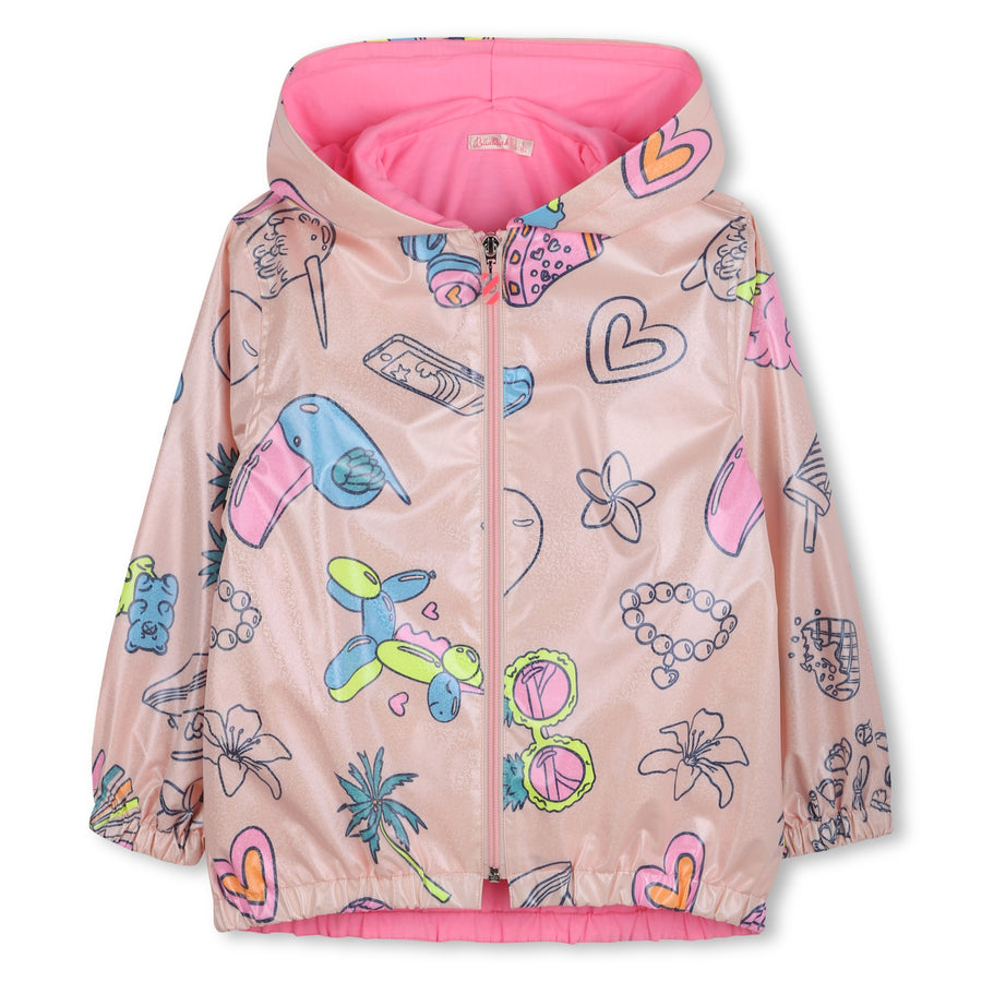 Billie Blush - Allover Graphic Print Rain Coat - Pale Pink