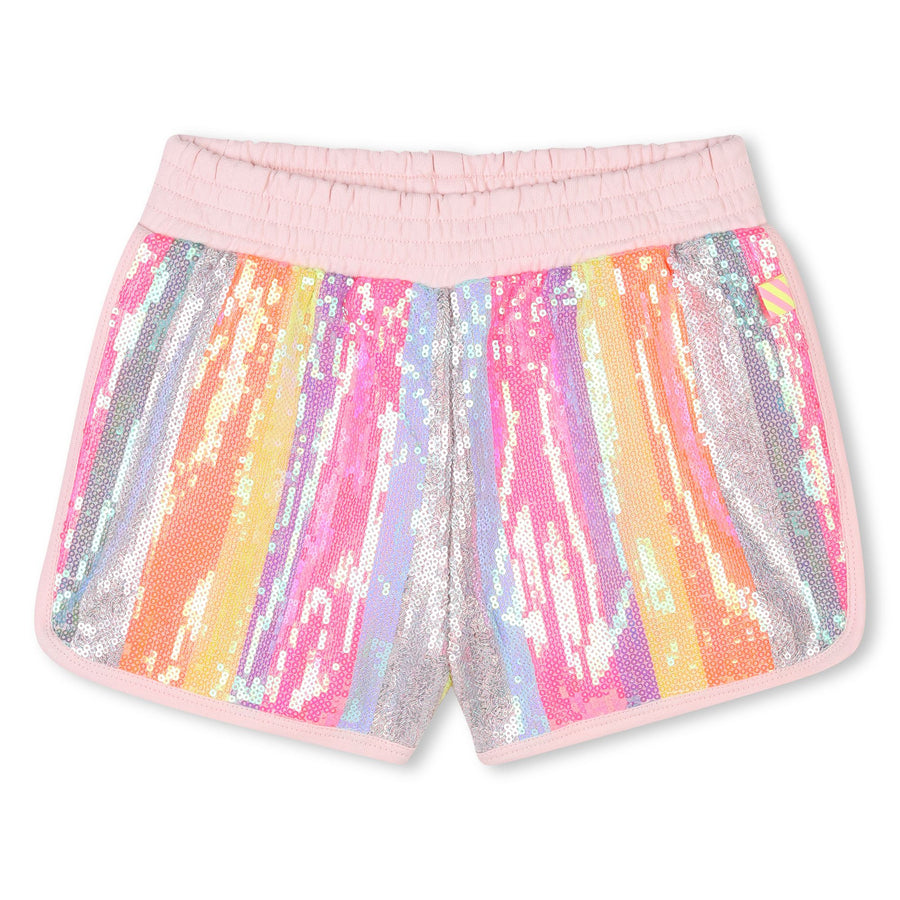 Billie Blush -  Rainbow Sequin Front Shorts - Pale Pink