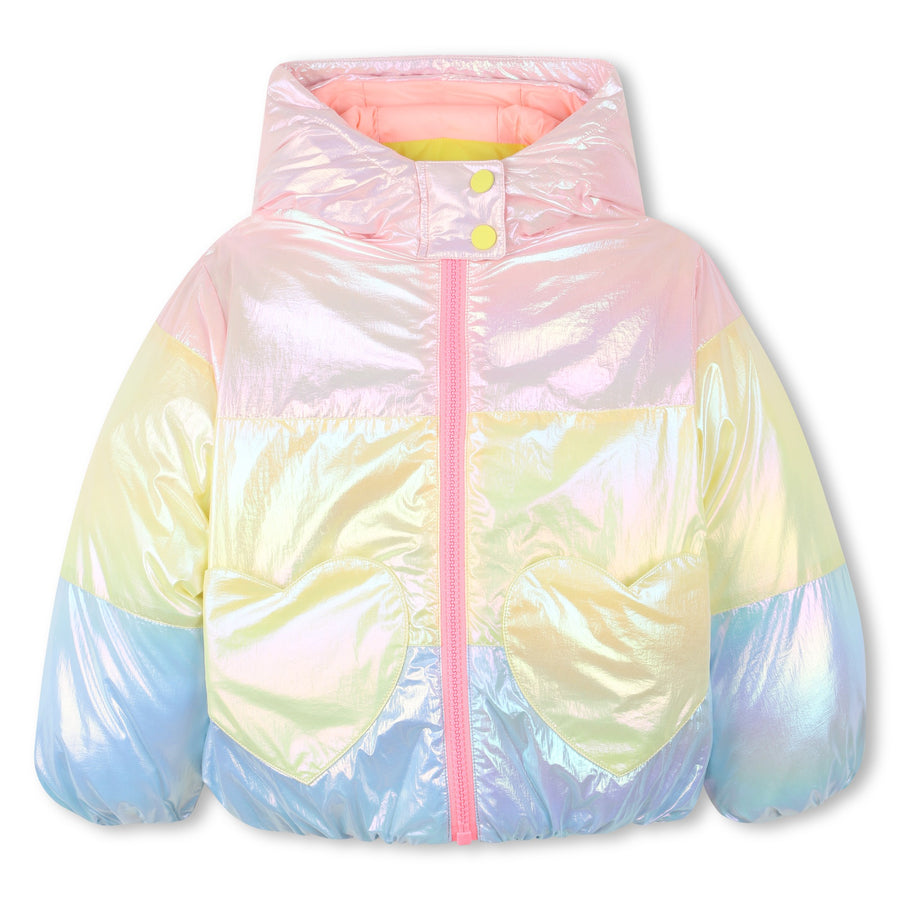 Billieblush - Girls Color Block Puffer Jacket - Peach