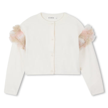 Billieblush - Girls Ruffle Shoulder Knitted Cardigan - Ivory