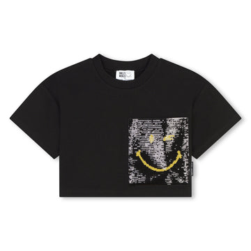 Marc Jacobs - Smiley Face Short Sleeve Cropped Tee - Black