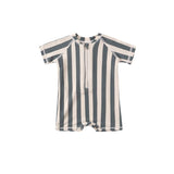 Quincy Mae - Zip Rashguard One-Piece - Retro Ocean Stripe