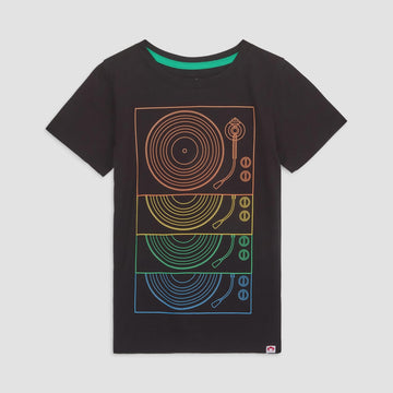 Appaman - Graphic Short Sleeve Tee - Black Turntables