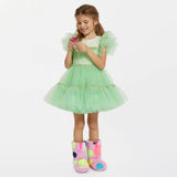 Billie Blush - Flounced Mesh Dress with Sequins - Spring Green