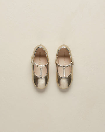 Noralee - T-Strap Ballet Flats - Gold Metallic