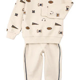 Miles the Label - Varsity Print Jogger Set Beige