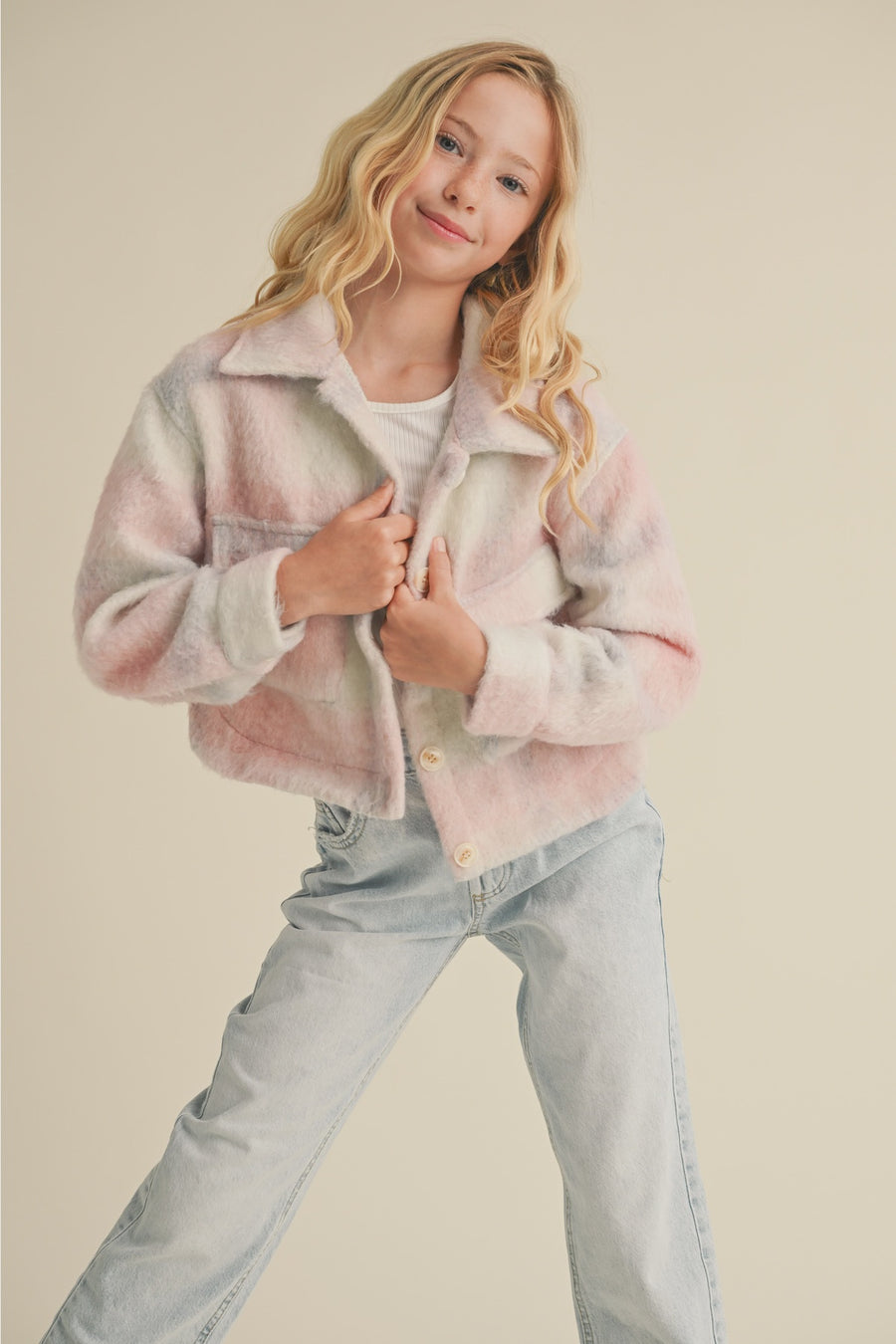 Heart and Arrow - Girls Cropped Jacket - Pink