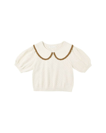 Rylee & Cru - Pointelle Collared Top - Natural