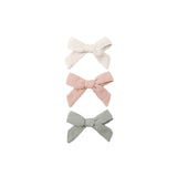 Quincy Mae - Bow W. Clip, Set of 3 - Natural, Fen, Rose