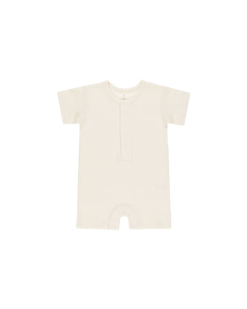 Quincy Mae - Waffle Snap Romper - Natural