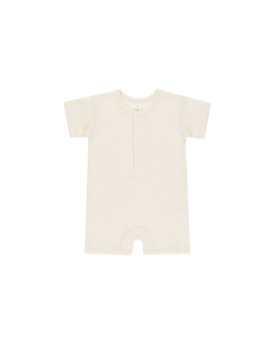 Quincy Mae - Waffle Snap Romper - Natural