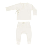 Quincy Mae - Wrap Top & Footed Pant Set - Ivory