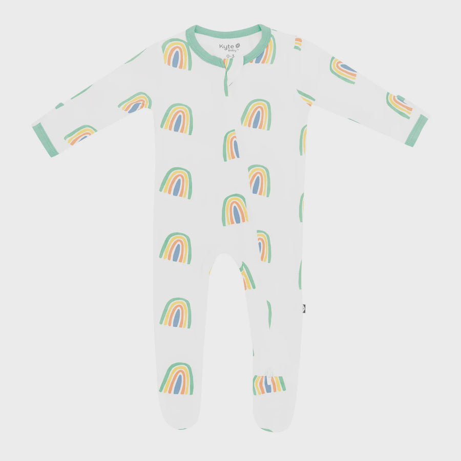 Kyte Baby - Zippered Footie - Wasabi Rainbow