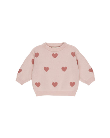 Quincy Mae - Heart Knit Sweater - Bubblegum