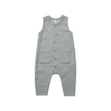 Quincy Mae - Sleeveless Pocketed Jumpsuit - Blue Gingham