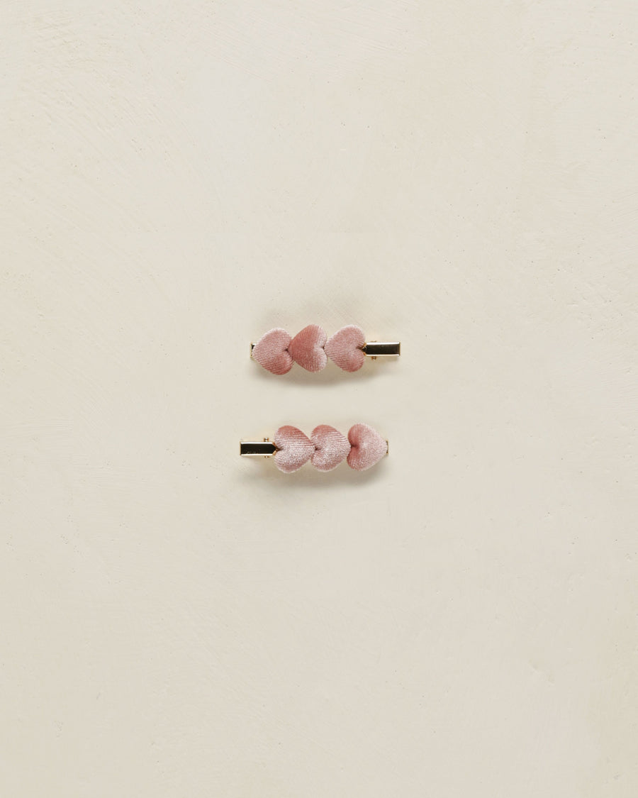 Noralee - Velvet Heart Clips - Bubblegum