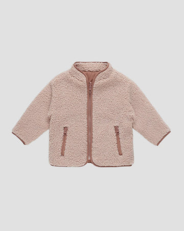 Quincy Mae - Reversible Shearling Zip Jacket - Blush