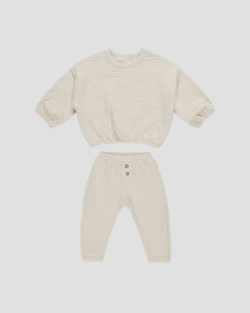 Quincy Mae - Textured Sweat Set - Natural