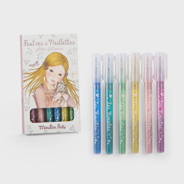 Moulin Roty Les Rosalies - 6 Glitter Felt Pens