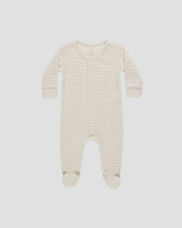 Quincy Mae - Velour Hidden Snap Footie - Polka Dot